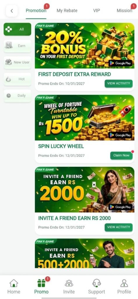 Pak9 Game APK Casino Banner