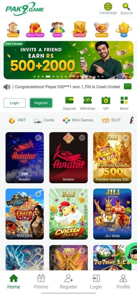 Pak9 Game APK Casino Banner